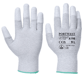 Guante Antiestático con las Puntas Cubierta con PU Gris – A198 PORTWEST™ X PAR